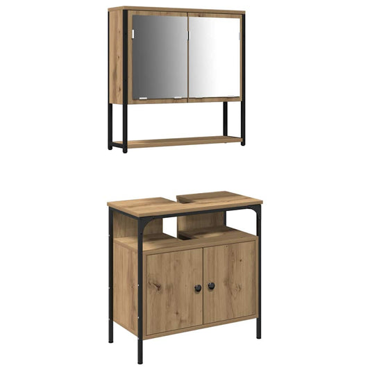 vidaXL Σετ Επίπλων Μπάνιου με αποθήκευση 2 pcs Καφέ 60 x 30 x 60 cm