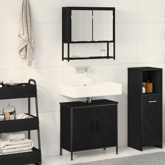 vidaXL Σετ Επίπλων Μπάνιου με αποθήκευση 2 pcs Μαύρο 60 x 30 x 60 cm