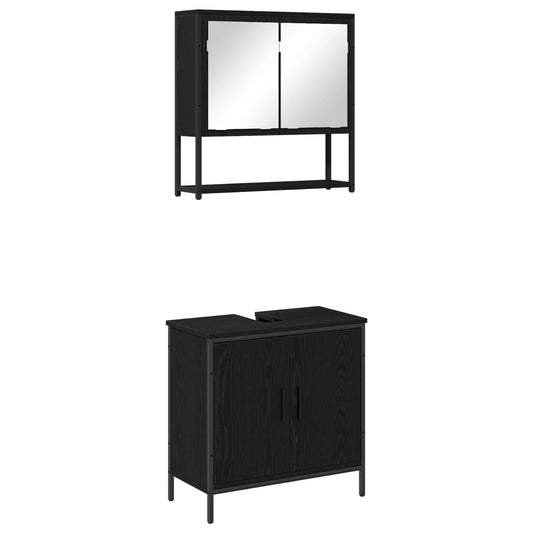 vidaXL Σετ Επίπλων Μπάνιου με αποθήκευση 2 pcs Μαύρο 60 x 30 x 60 cm