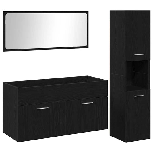 vidaXL Σετ Επίπλων Μπάνιου με πόρτα 3 pcs Μαύρη Οξυά 60 x 38.5 x 46 cm