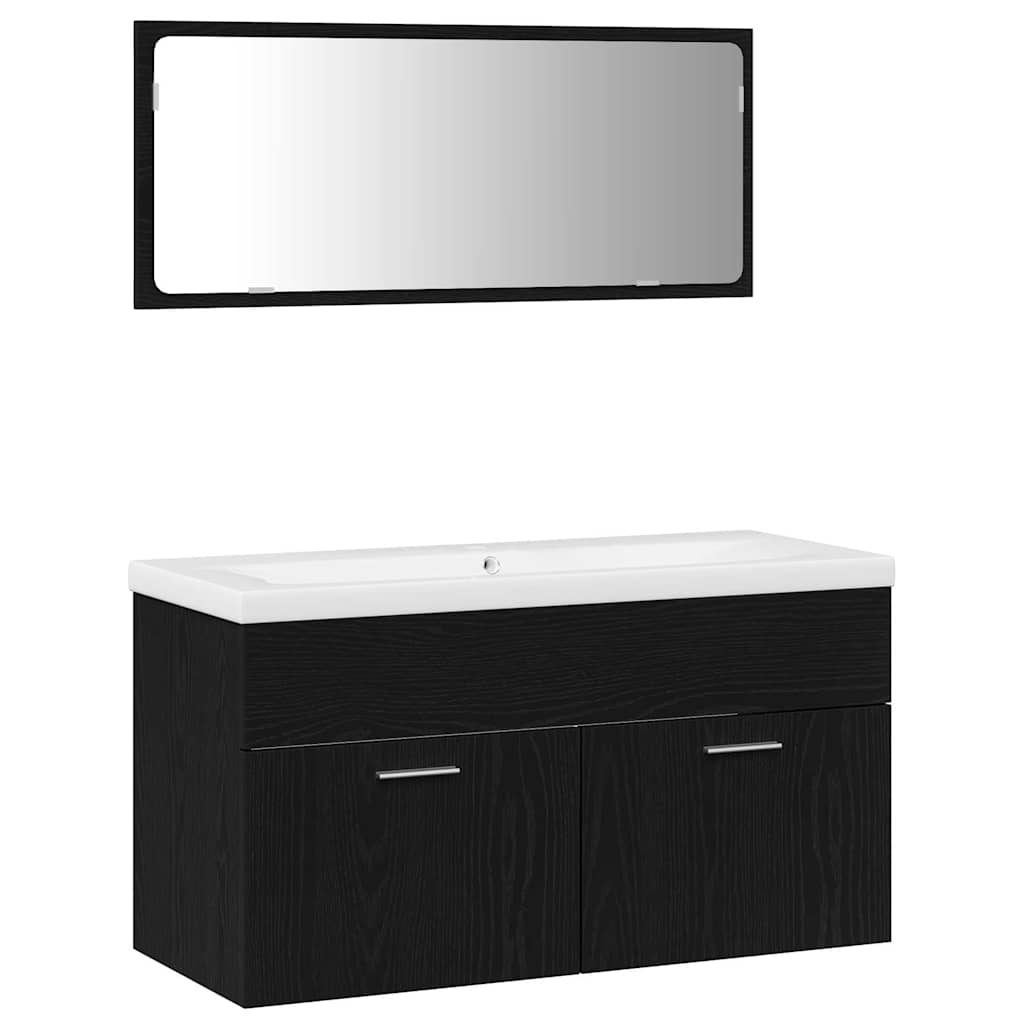 vidaXL Σετ Επίπλων Μπάνιου με πόρτα 3 pcs Μαύρη Οξυά 90 x 38.5 x 46 cm