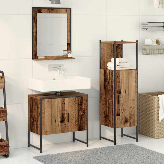 vidaXL Σετ Επίπλων Μπάνιου με αποθήκευση 3 pcs Καφέ 33 x 33 x 102.5 εκ