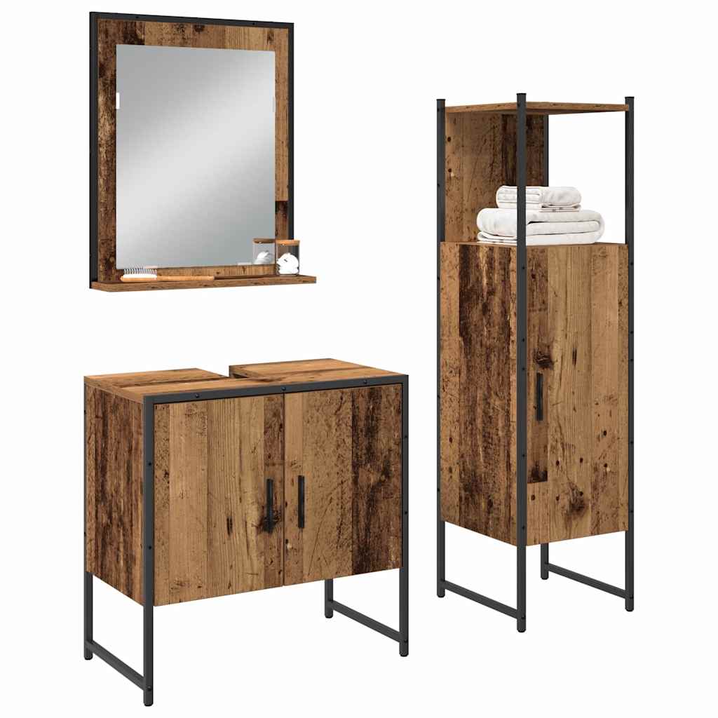 vidaXL Σετ Επίπλων Μπάνιου με αποθήκευση 3 pcs Καφέ 33 x 33 x 102.5 εκ