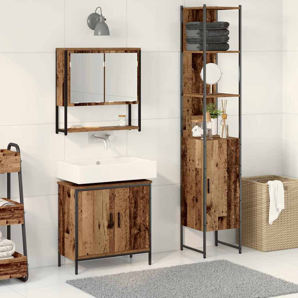 vidaXL Σετ Επίπλων Μπάνιου 3 τμχ. Καφέ 33 x 33 x 185,5 εκ