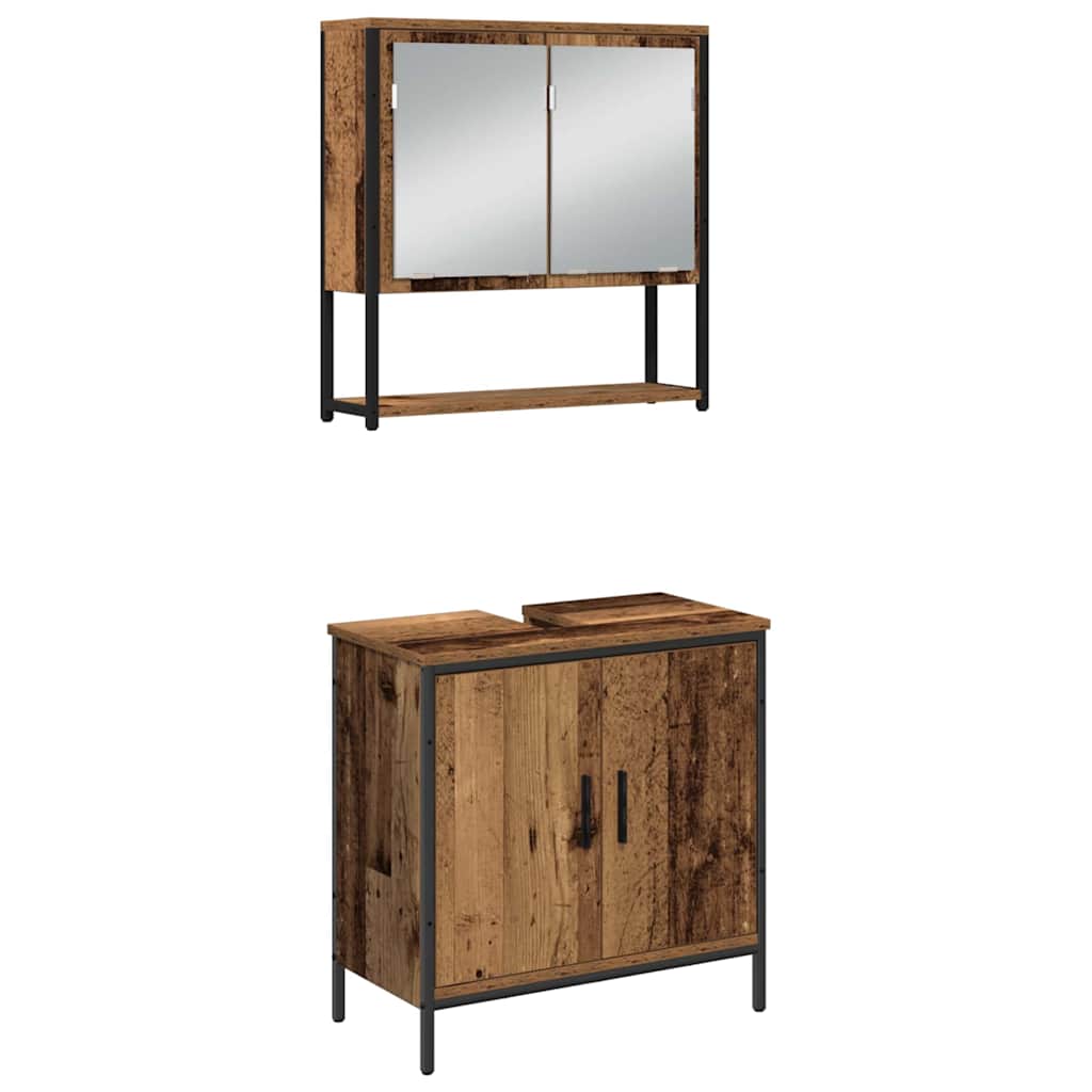 vidaXL Σετ Επίπλων Μπάνιου με ράφι 3 pcs Καφέ 33 x 33 x 185.5 εκ