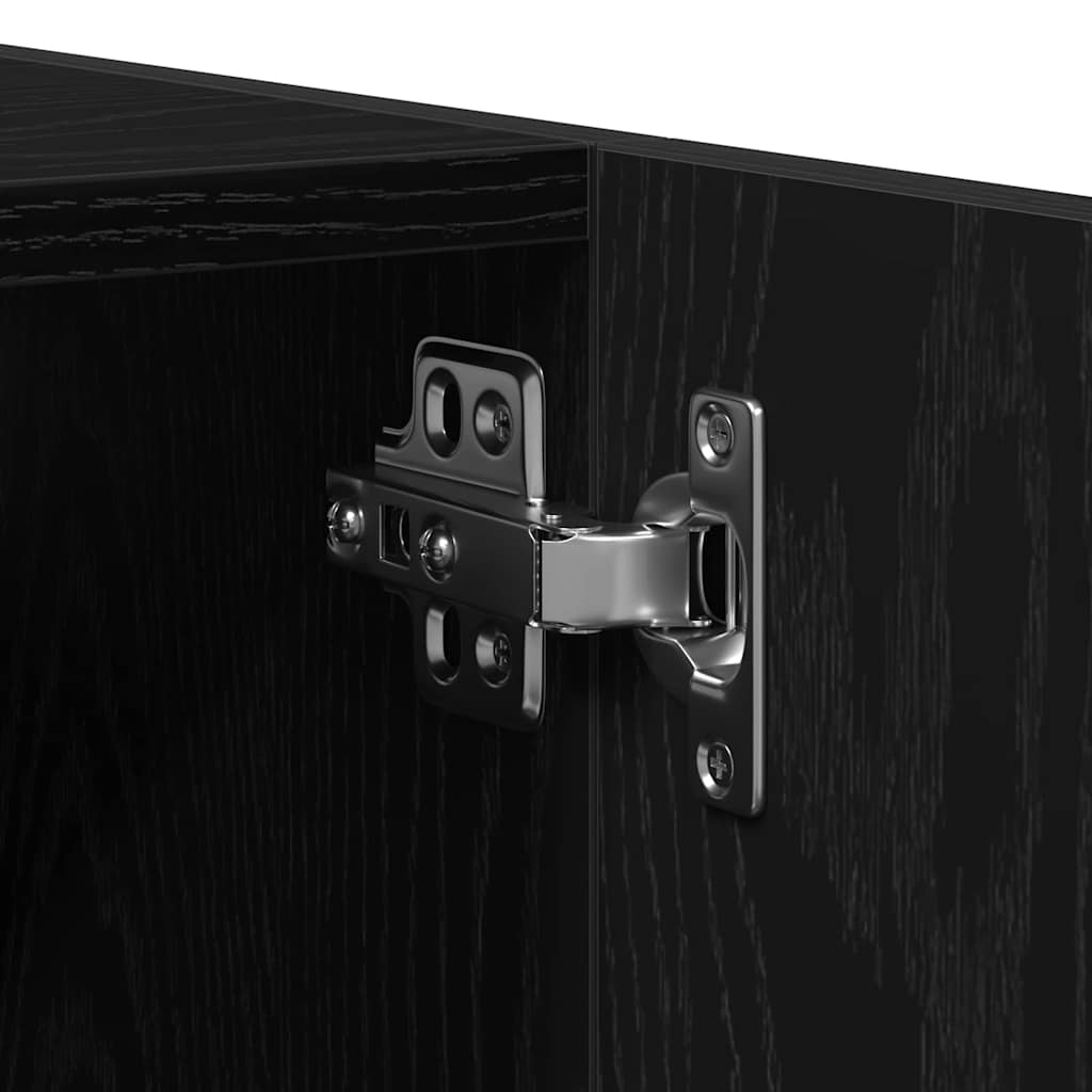 vidaXL Σετ Επιπλών Μπάνιου Επιτοίχιο 5 pcs Μαύρη Οξυά 30 x 30 x 130 εκ