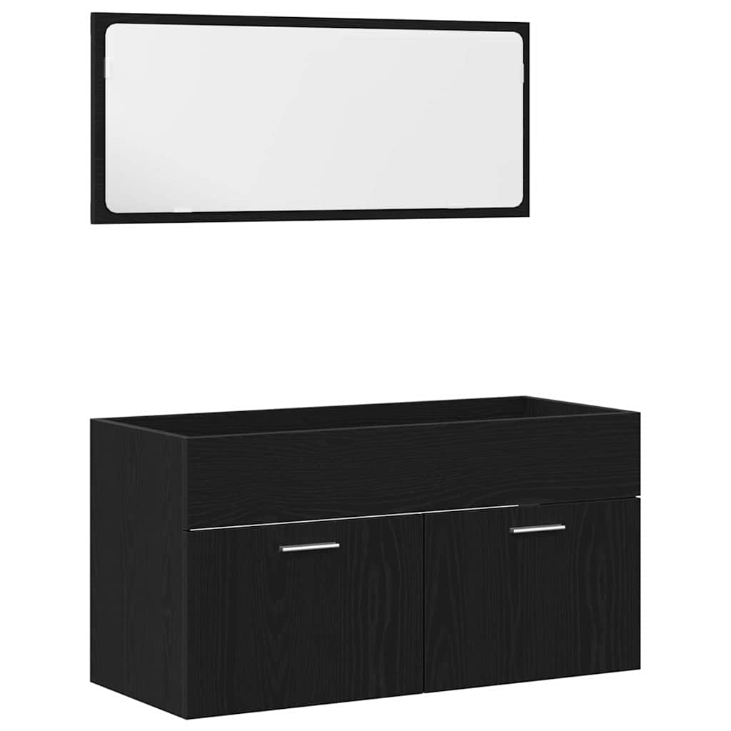 vidaXL Σετ Επιπλών Μπάνιου Επιτοίχιο 5 pcs Μαύρη Οξυά 30 x 30 x 130 εκ