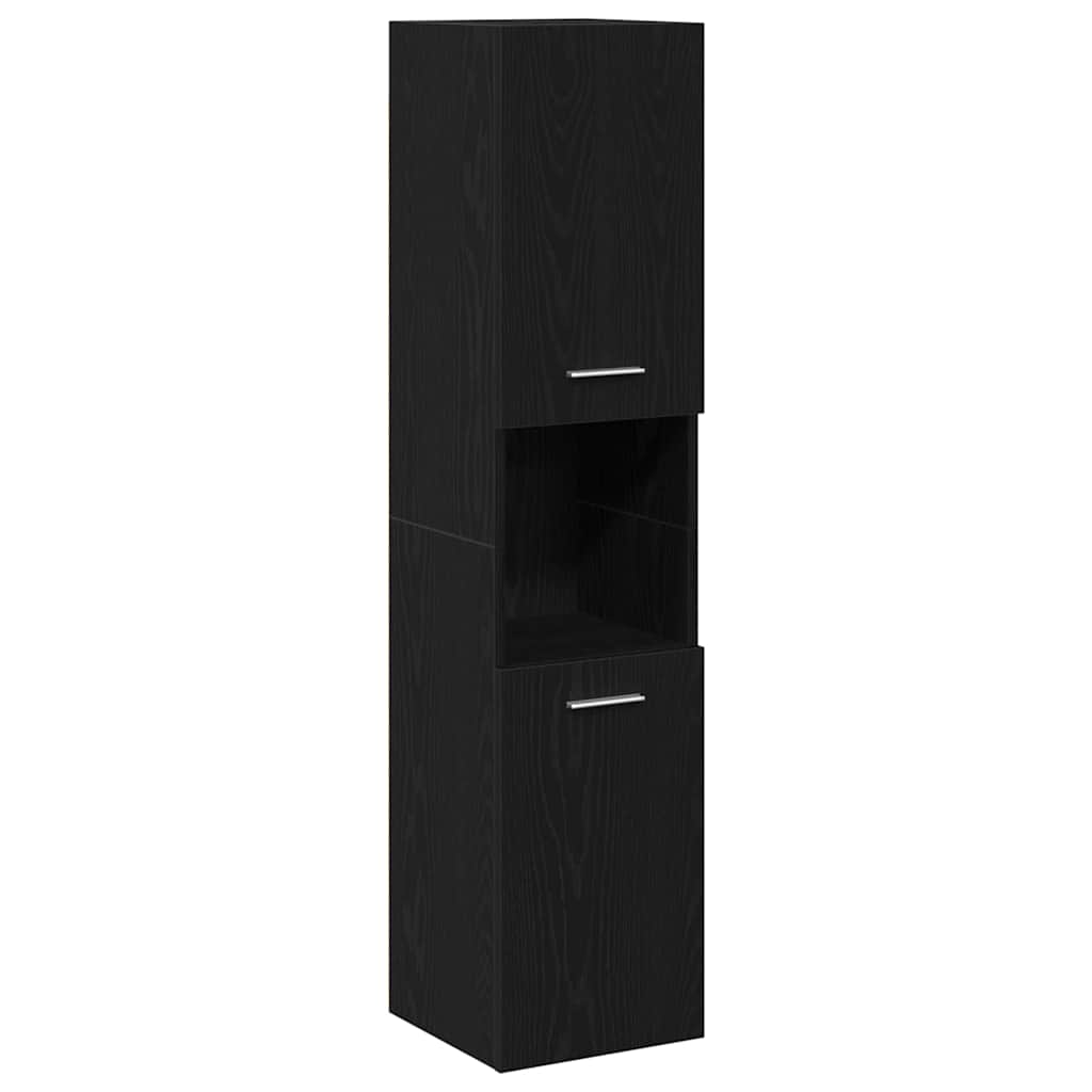 vidaXL Σετ Επιπλών Μπάνιου Επιτοίχιο 5 pcs Μαύρη Οξυά 30 x 30 x 130 εκ