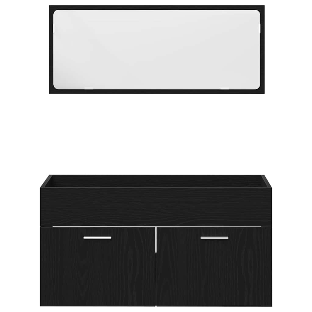 vidaXL Σετ Επιπλών Μπάνιου Επιτοίχιο 5 pcs Μαύρη Οξυά 30 x 30 x 130 εκ