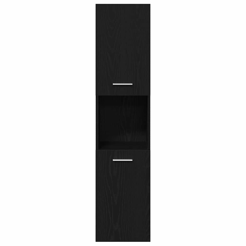 vidaXL Σετ Επιπλών Μπάνιου Επιτοίχιο 5 pcs Μαύρη Οξυά 30 x 30 x 130 εκ