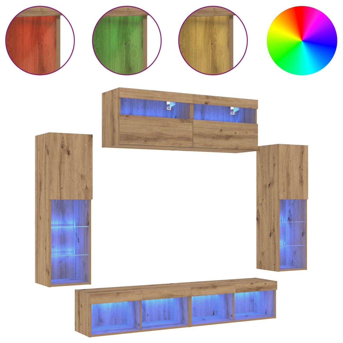 vidaXL Σετ επίπλου τηλεόρασης 6 pcs artisan δρυς Επεξεργασμένο ξύλο