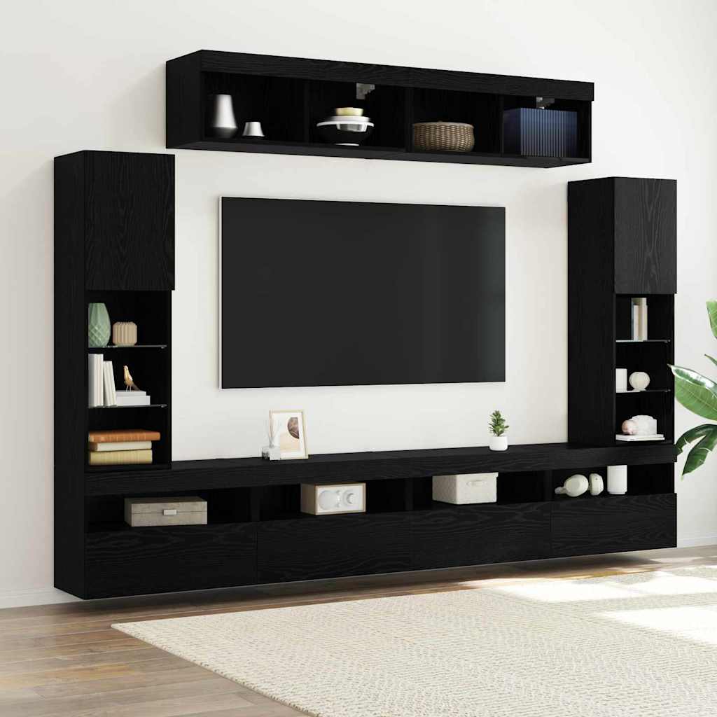 vidaXL Σετ επίπλου τηλεόρασης 6 pcs Μαύρη δρυς Επεξεργασμένο ξύλο