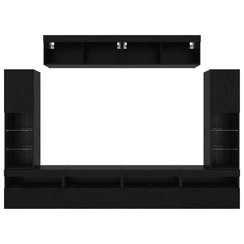 vidaXL Σετ 8 Μονάδων Τηλεόρασης με LED Μαύρη Δρυς Επεξεργασμένο Ξύλο