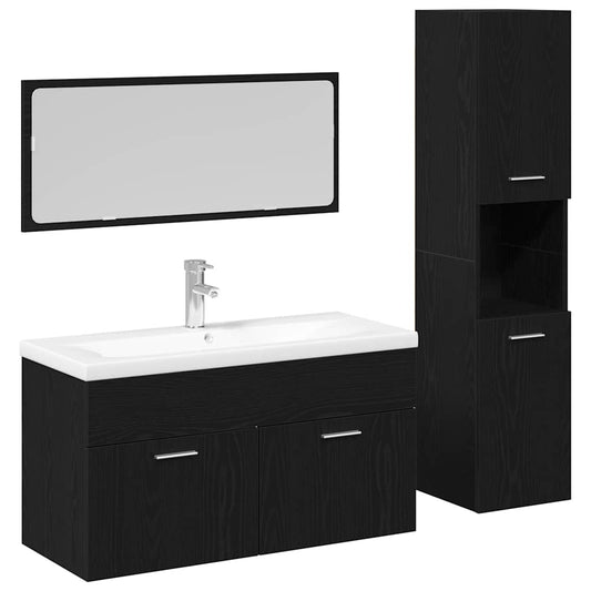 vidaXL Σετ Επίπλων Μπάνιου με πόρτα 2 pcs Μαύρη Οξυά 90 x 38.5 x 46 cm