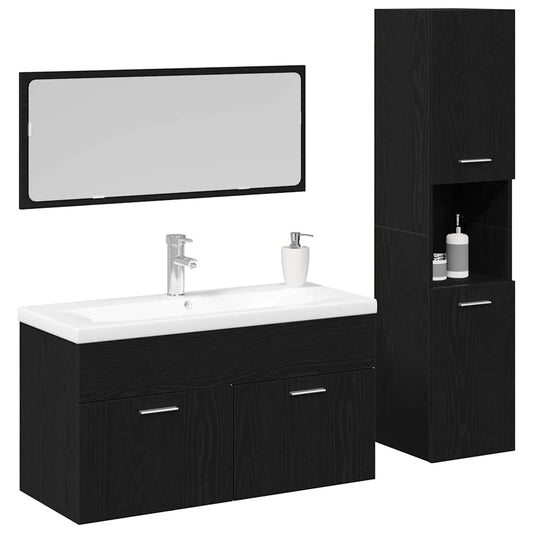 vidaXL Σετ Επίπλων Μπάνιου με πόρτα 2 pcs Μαύρη Οξυά 90 x 38.5 x 46 cm