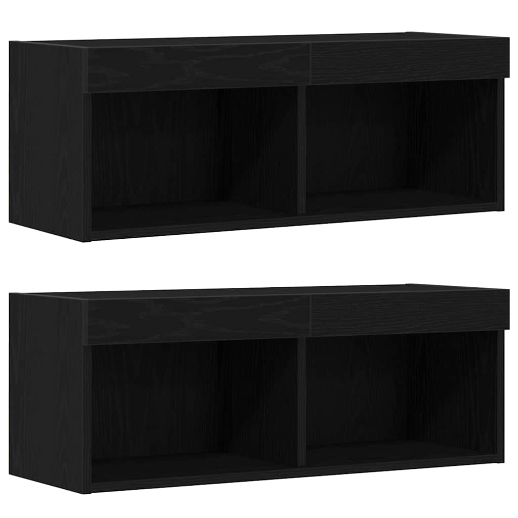 vidaXL Κρεμαστά ράφια 2 τμχ Μαύρη βελανιδιά 40x28,5x40 εκ. Ξύλο Επεξεργασμένης