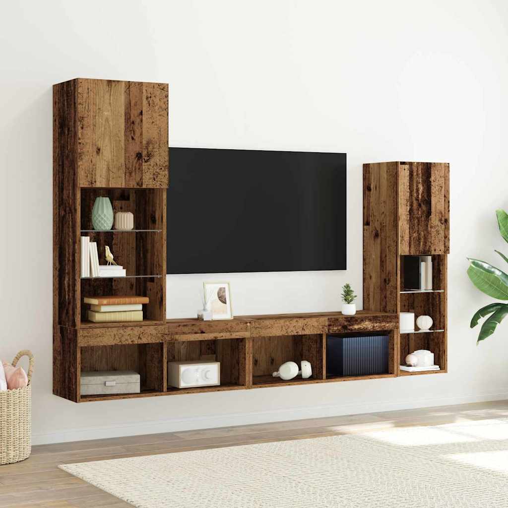 vidaXL Ντουλάπι TV 4 pcs Παλαιό ξύλο Επεξεργασμένο ξύλο