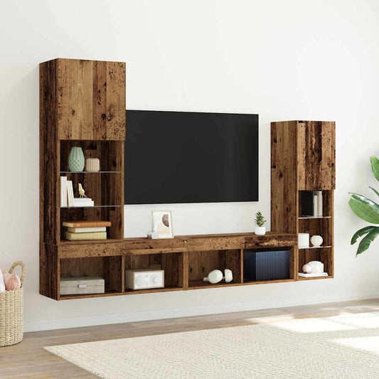vidaXL Ντουλάπι TV 4 pcs Παλαιό ξύλο Επεξεργασμένο ξύλο
