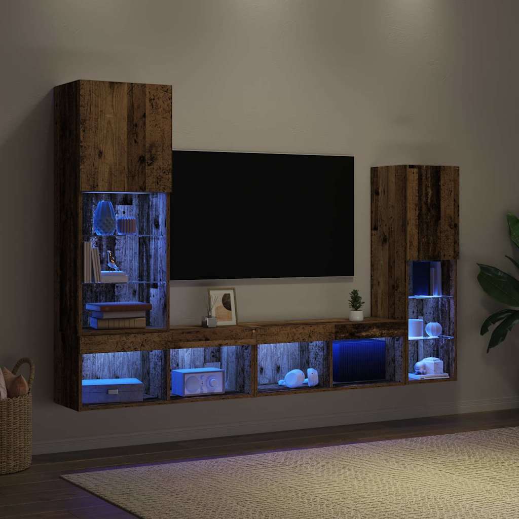 vidaXL Ντουλάπι TV 4 pcs Παλαιό ξύλο Επεξεργασμένο ξύλο