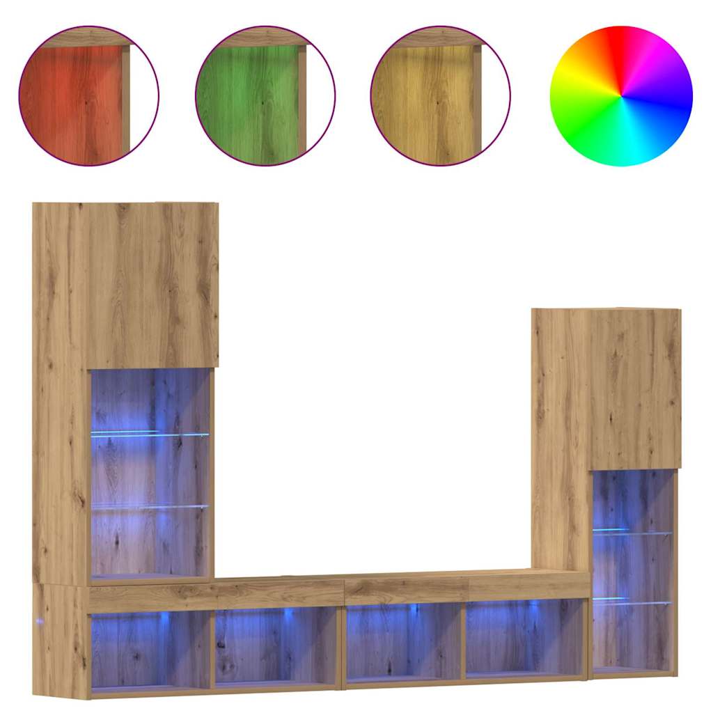 vidaXL Ντουλάπι Τηλεόρασης με LED Φώτα Κομψή Οξυά 40.5x30x102 εκ