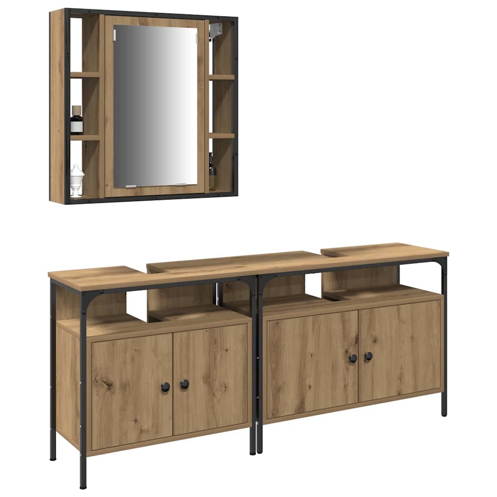 vidaXL Μονάδες Νιπτήρα Μπάνιου με ράφι 3 pcs Καφέ 80 x 30 x 60 cm