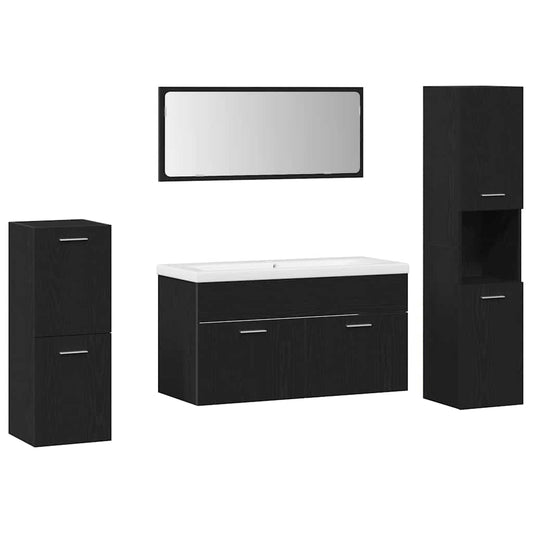 vidaXL Σετ Επίπλων Μπάνιου 5 pcs Μαύρη Οξυά Επεξεργασμένο ξύλο