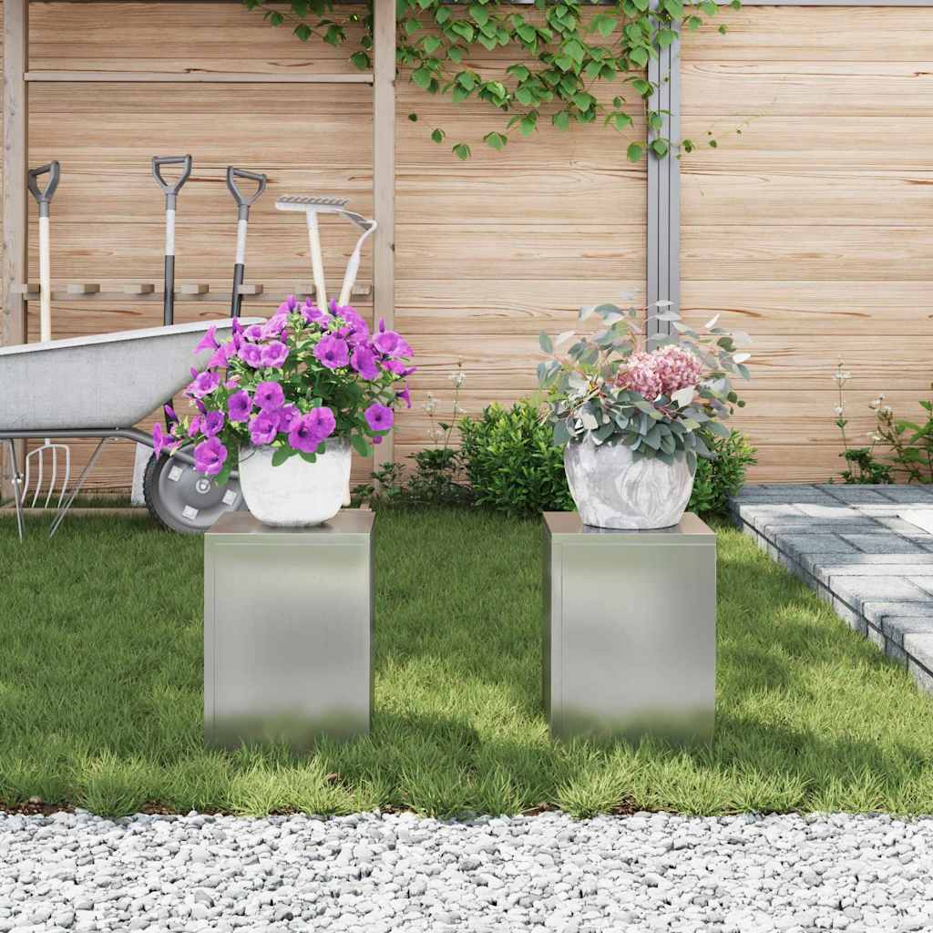 vidaXL Βάση φυτών 2 pcs Ασημί 24 x 24 x 35 εκ. Γαλβανισμένος χάλυβας