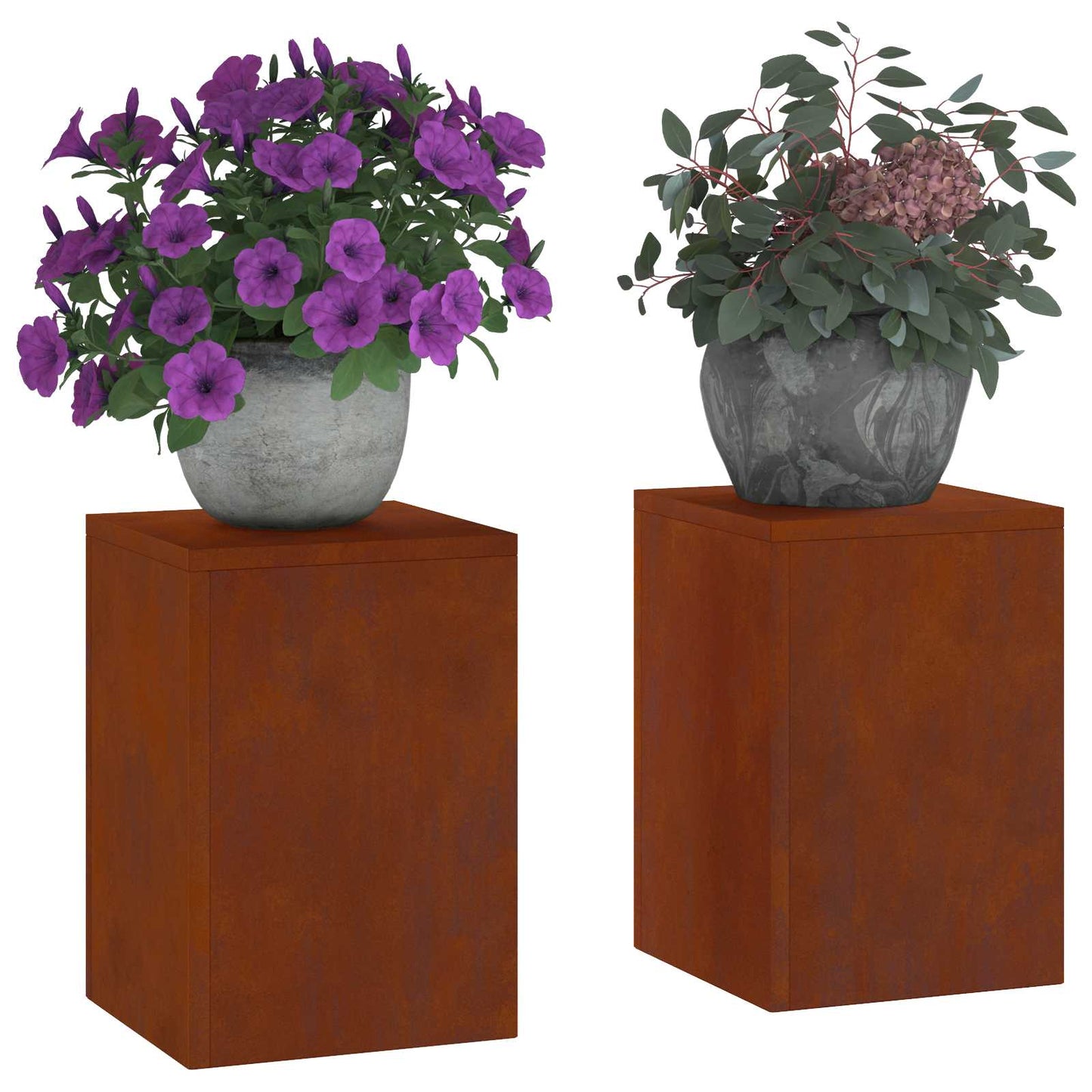 vidaXL Βάση φυτών 2 τμχ. Σκ rusty 24 x 24 x 35 εκ.
