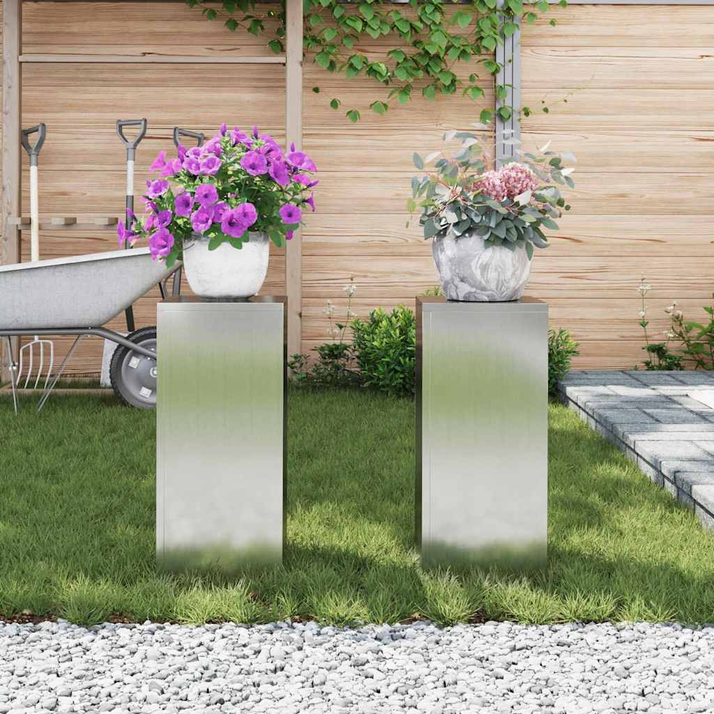 vidaXL Στήριξη φυτών 2 pcs Ασημί 24 x 24 x 55 εκ.