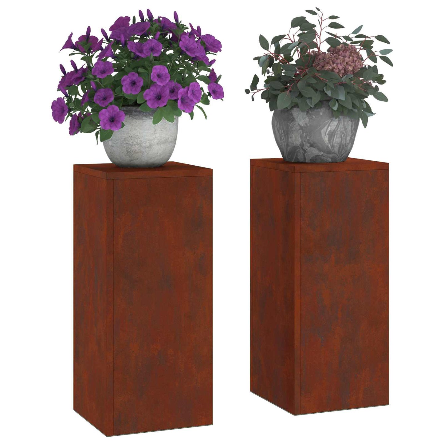 vidaXL Βάση φυτών 2 τεμ. Σκ rusty 24 x 24 x 55 εκ.
