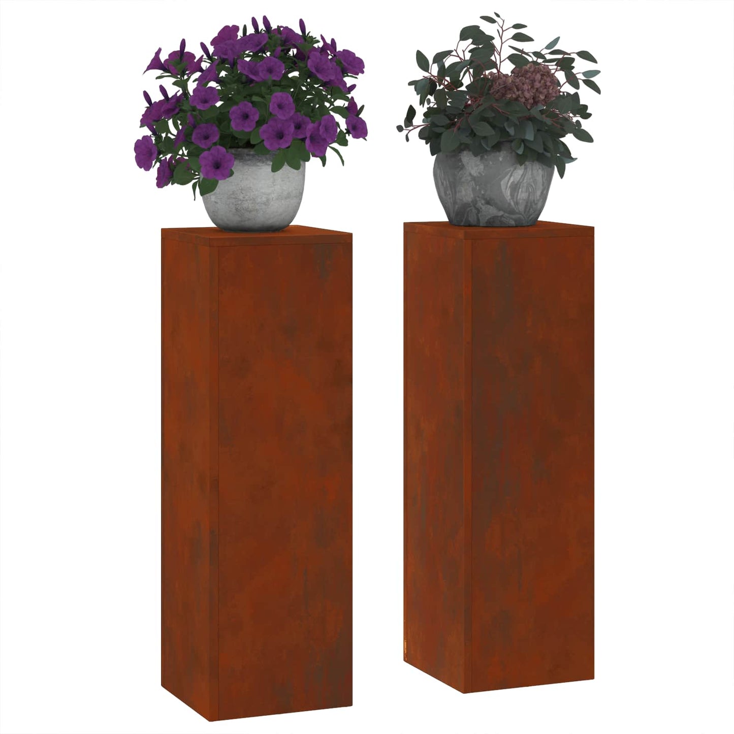 vidaXL Βάση φυτών 2 τεμ. Σκ rusty 24 x 24 x 75 εκ.