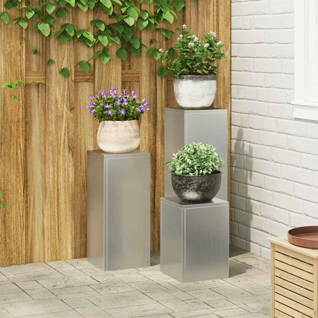 vidaXL Βάση φυτών 3 τεμ. Ασημί 24 x 24 x 75 εκ. Γαλβανισμένος Χάλυβας