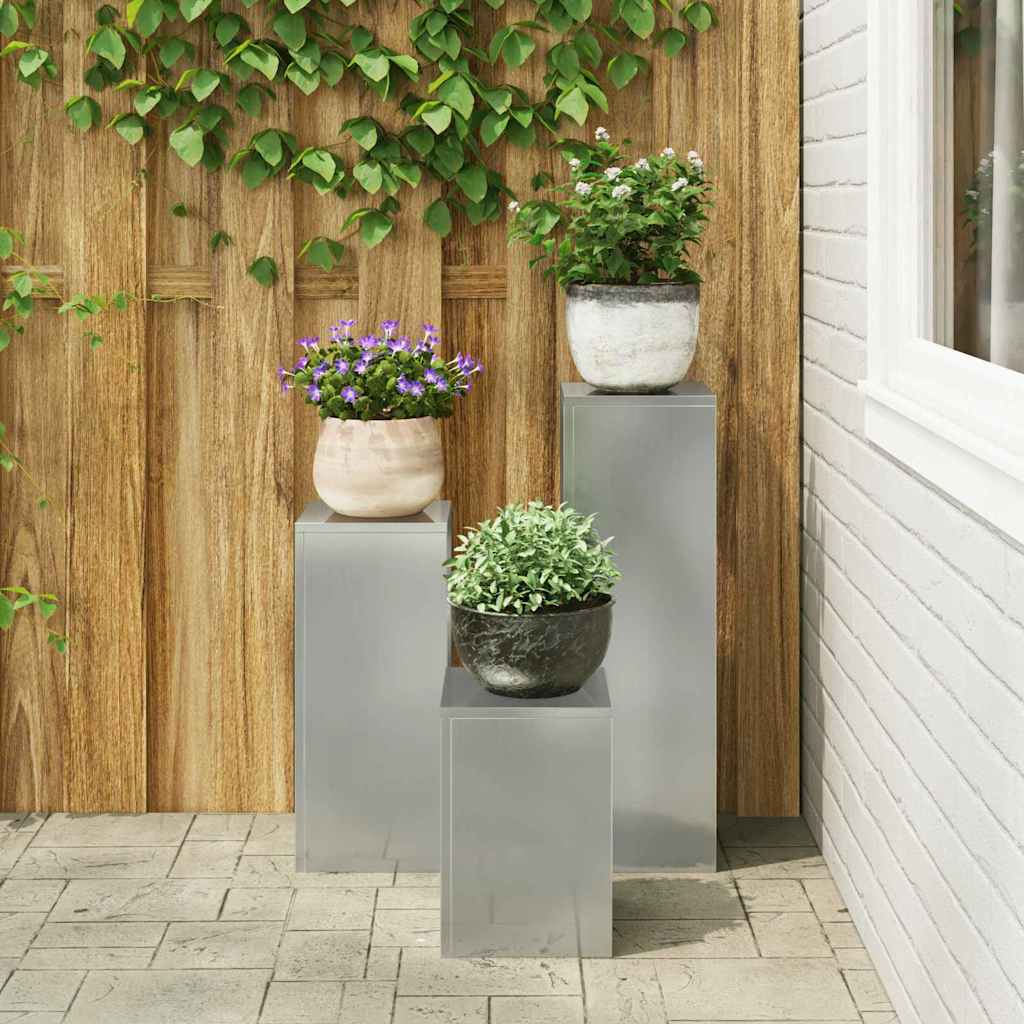 vidaXL Βάση φυτών 3 τεμ. Ασημί 24 x 24 x 75 εκ. Γαλβανισμένος Χάλυβας