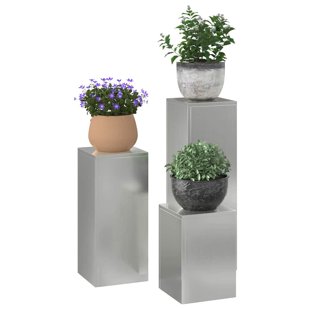 vidaXL Βάση φυτών 3 τεμ. Ασημί 24 x 24 x 75 εκ. Γαλβανισμένος Χάλυβας