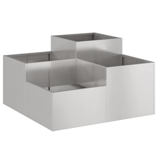 vidaXL Γλάστρα Κήπου Ασημί 80 x 80 x 48 εκ. Ανοξείδωτο ατσάλι