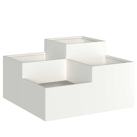 vidaXL Γλάστρα Κήπου Λευκό 100 x 100 x 48 εκ. Ατσάλι