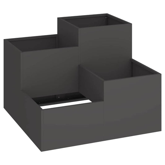 vidaXL Γλάστρα Κήπου Μαύρο 80 x 80 x 60 εκ. Ατσάλι