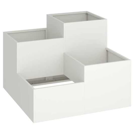 vidaXL Γλάστρα Κήπου Λευκό 80 x 80 x 60 εκ. Ατσάλι