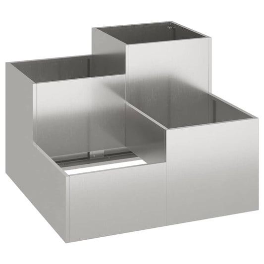 vidaXL Γλάστρα Κήπου Ασημί 80 x 80 x 60 εκ. Ανοξείδωτο ατσάλι