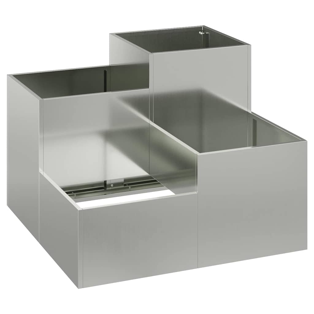 vidaXL Γλάστρα Κήπου Ασημί 80 x 80 x 60 εκ. Γαλβανισμένος χάλυβας