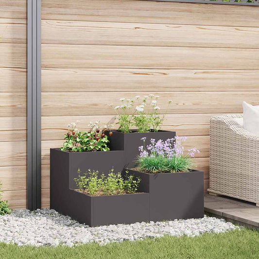 vidaXL Γλάστρα Κήπου Μαύρο 100 x 100 x 60 εκ. Ατσάλι