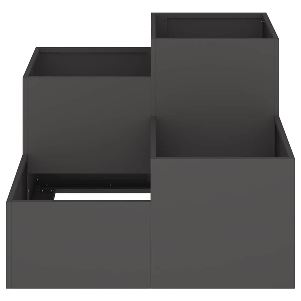 vidaXL Γλάστρα Κήπου Μαύρο 100 x 100 x 60 εκ. Ατσάλι