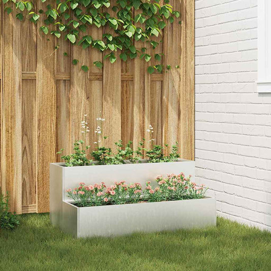 vidaXL Γλάστρα Κήπου Ασημί 100 x 60 x 45 εκ Ανοξείδωτο ατσάλι