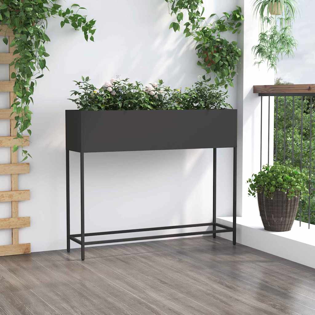 vidaXL Υψωμένη Γλάστρα Κήπου Μαύρο 100 x 26 x 82 εκ Ατσάλι
