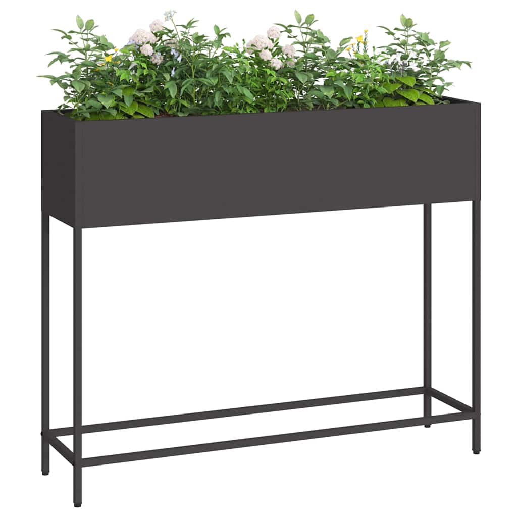 vidaXL Υψωμένη Γλάστρα Κήπου Μαύρο 100 x 26 x 82 εκ Ατσάλι
