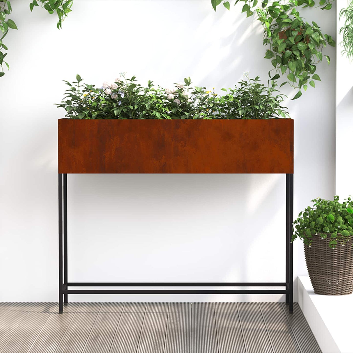 vidaXL Υψωμένη Γλάστρα Κήπου Σκ rusty 100 x 26 x 82 εκ