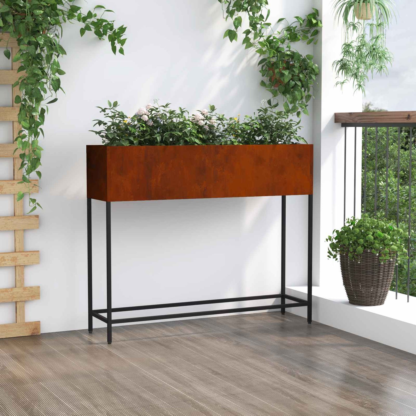 vidaXL Υψωμένη Γλάστρα Κήπου Σκ rusty 100 x 26 x 82 εκ