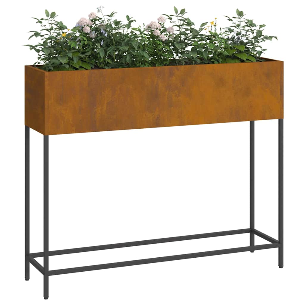 vidaXL Υψωμένη Γλάστρα Κήπου Σκ rusty 100 x 26 x 82 εκ Ατσάλι