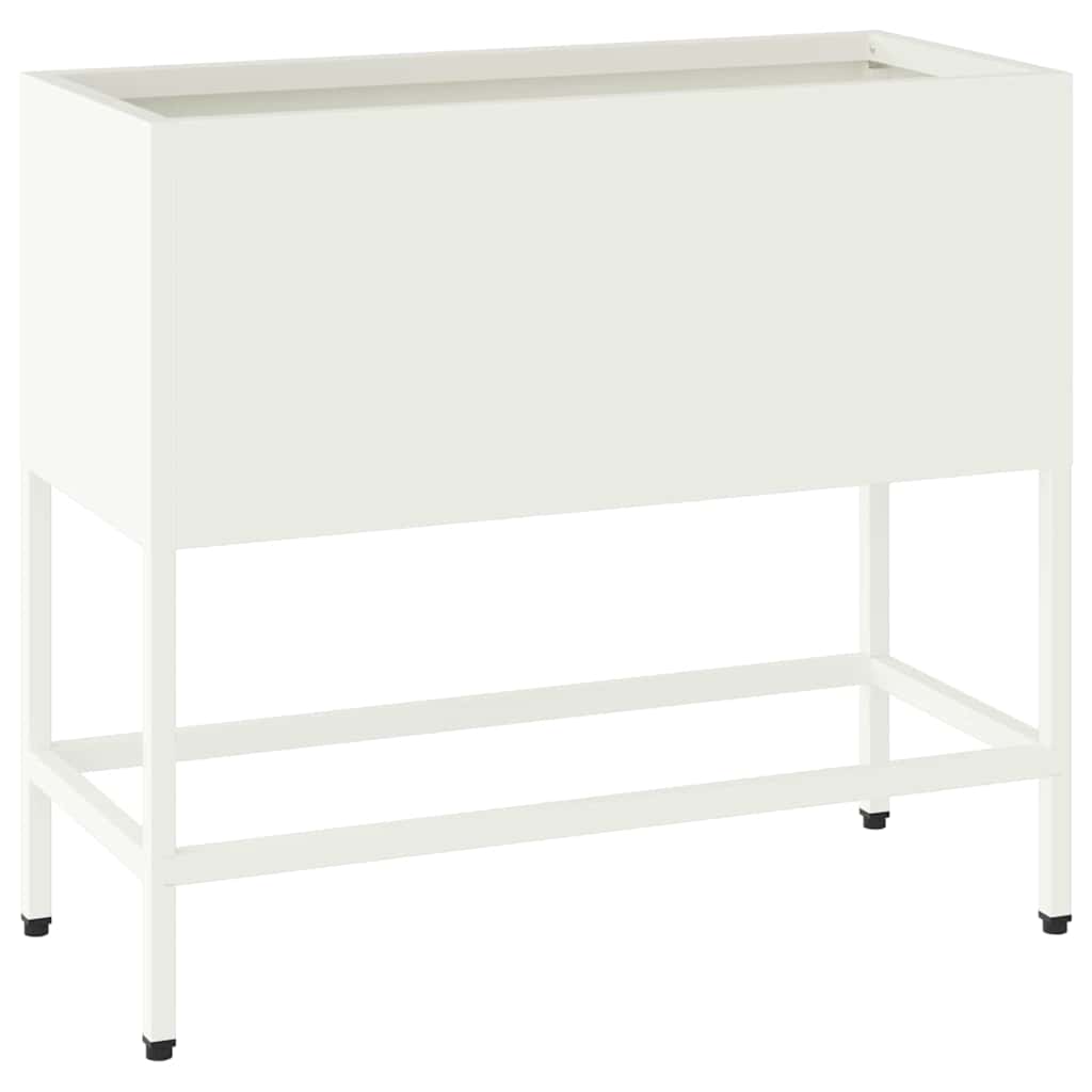 vidaXL Υψωμένη Γλάστρα Κήπου Λευκό 60 x 26 x 45 εκ Ατσάλι