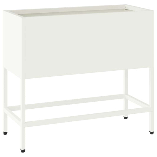 vidaXL Υψωμένη Γλάστρα Κήπου Λευκό 60 x 26 x 45 εκ Ατσάλι